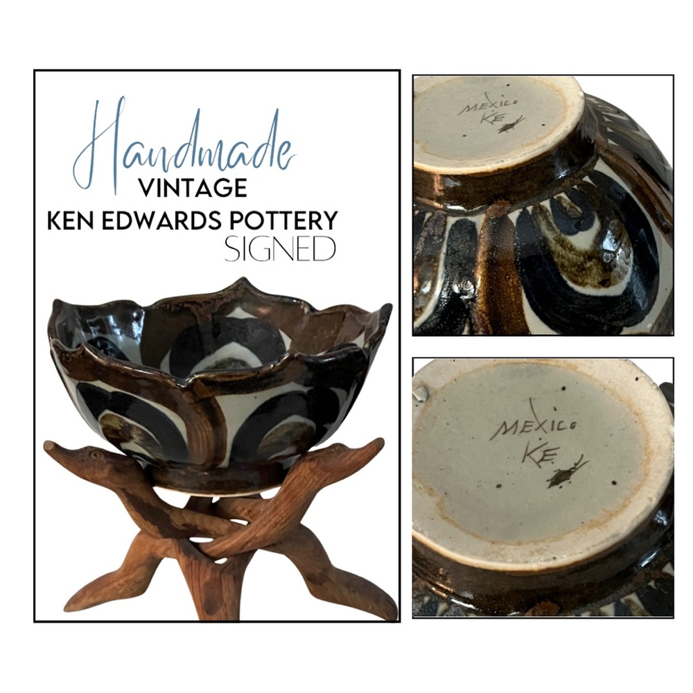 VINTAGE ONE OF A KIND SIGNED KEN EDWARDS BOWL.
CRITTER NEXT TO SIGNATURE!